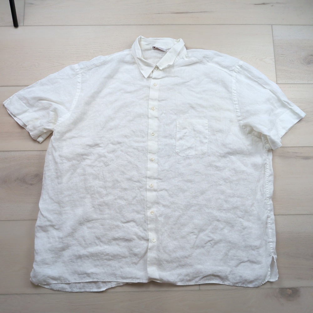 Gran Sasso Rochester Clothing Mens 3XL White 100% Linen Shirt Made in Italy